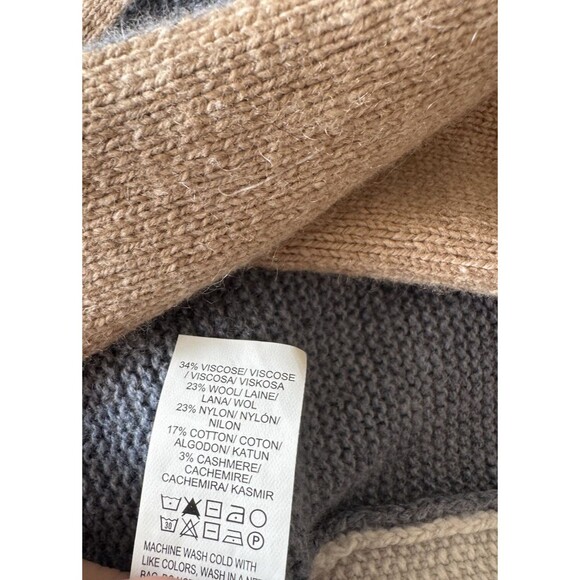 Lucky Brand Open Cardigan Sweater Blue Tan Wool Cashmere Viscose Blend XS - Picture 5 of 12